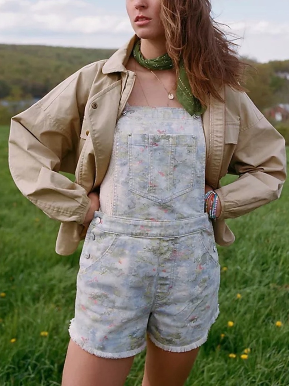 Pilcro Anthropologie Floral Denim Cutoff Short Overalls Shortalls 28